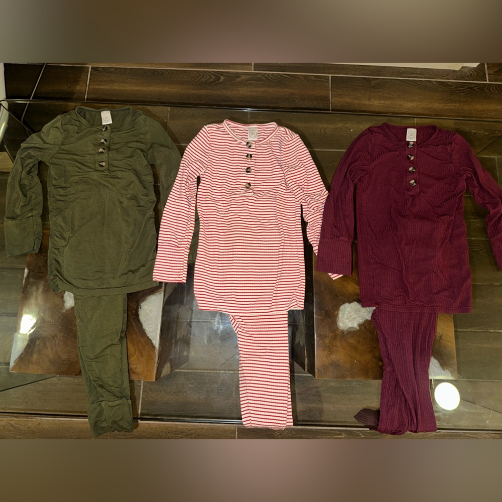 Lou Lou & Company Kids Pajamas Set - Olive, Red Stripe, Burgundy